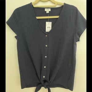 NWT J Crew Factory Navy Short Sleeve with Tie